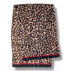 Leopard Brown Rectangular Scarf  70" X 23" Women Vgt Fashion